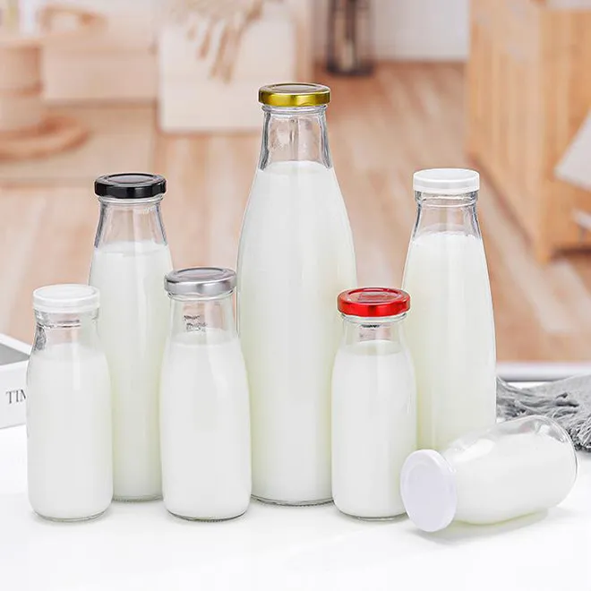 Wholesale Custom Logo 100ml 200ml 250ml 500ml Glass Milk Bottle For Drinking Milk