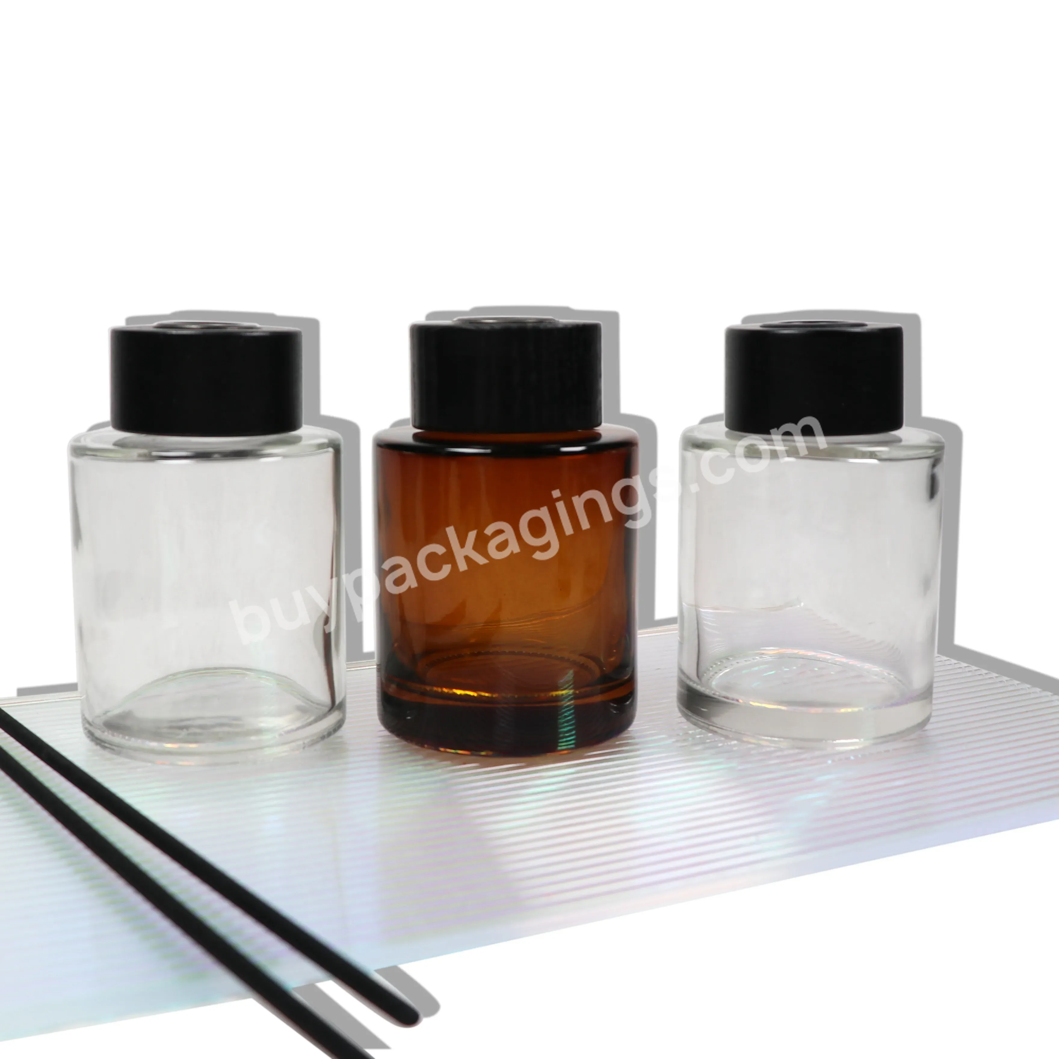 Wholesale Custom Logo 150ml Empty Luxury Aroma Reed Oil Perfume Diffuser Amber Glass Bottle With Gift Box