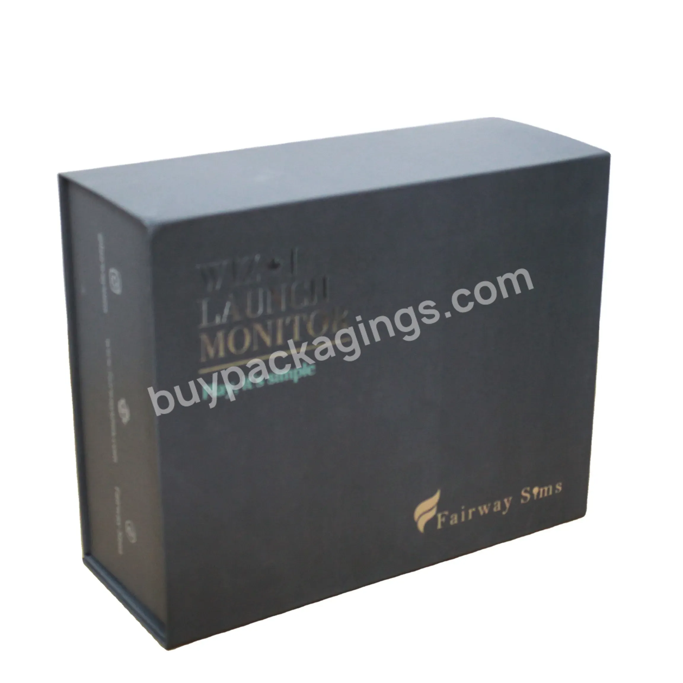Wholesale Custom Logo Black Color Folding Magnet Gift Box Clothes Packaging Box Paper Package For Clothing