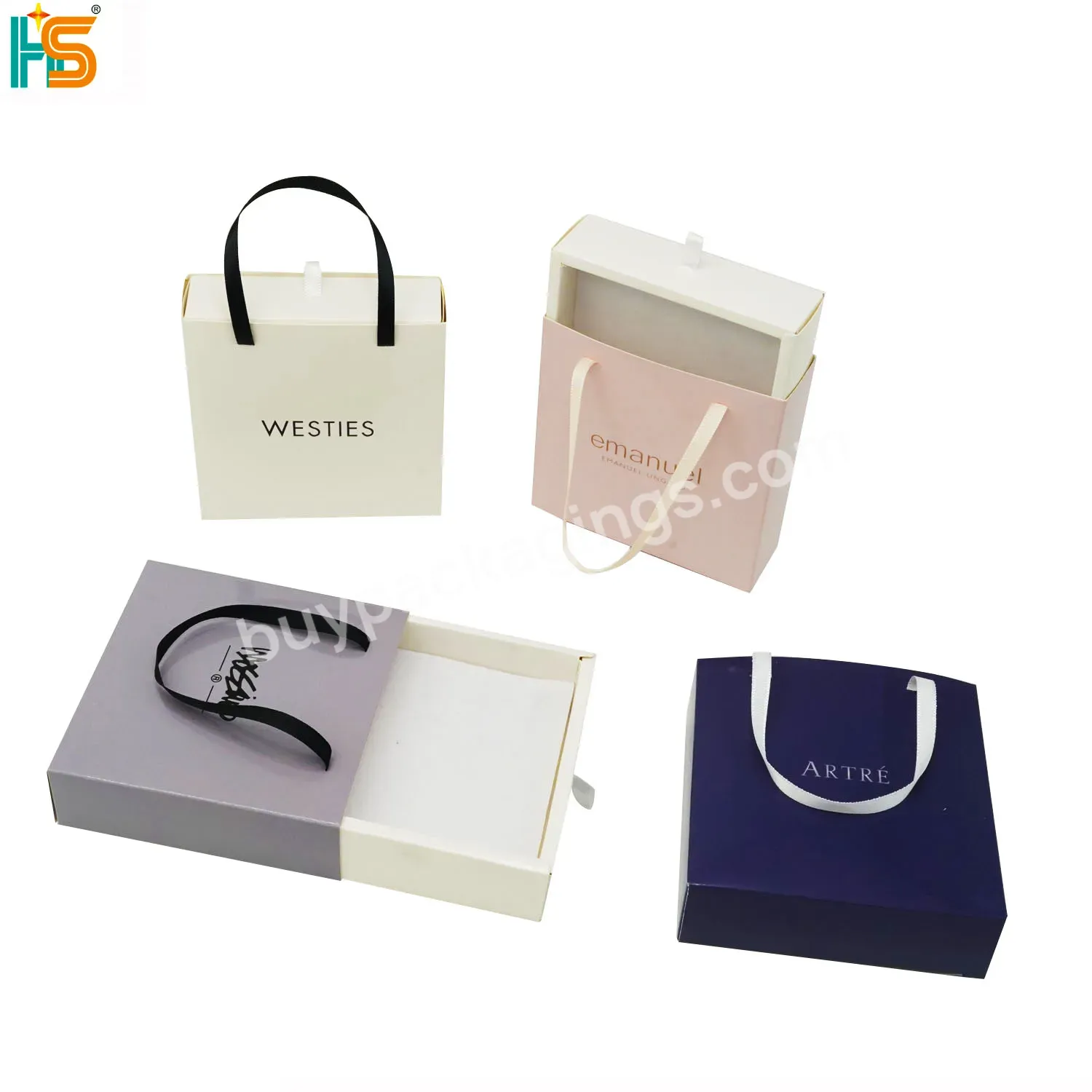 Wholesale Custom Logo Cardboard Bracelet Earrings Rings Box Packaging Small Drawer Jewelry Box With Handle