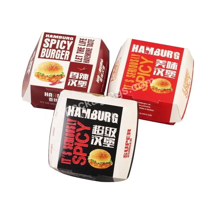 Wholesale Custom Logo Cardboard Hamburger Boxes Paper Packaging Food Grade Packing Boxes