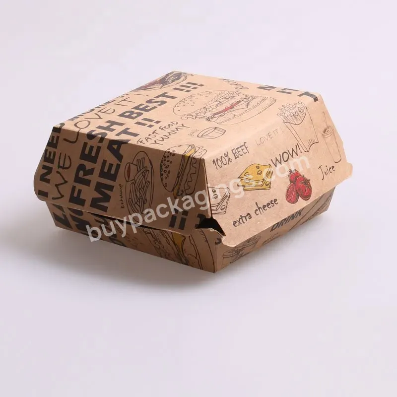 Wholesale Custom Logo Cardboard Hamburger Boxes Paper Packaging Food Grade Packing Boxes