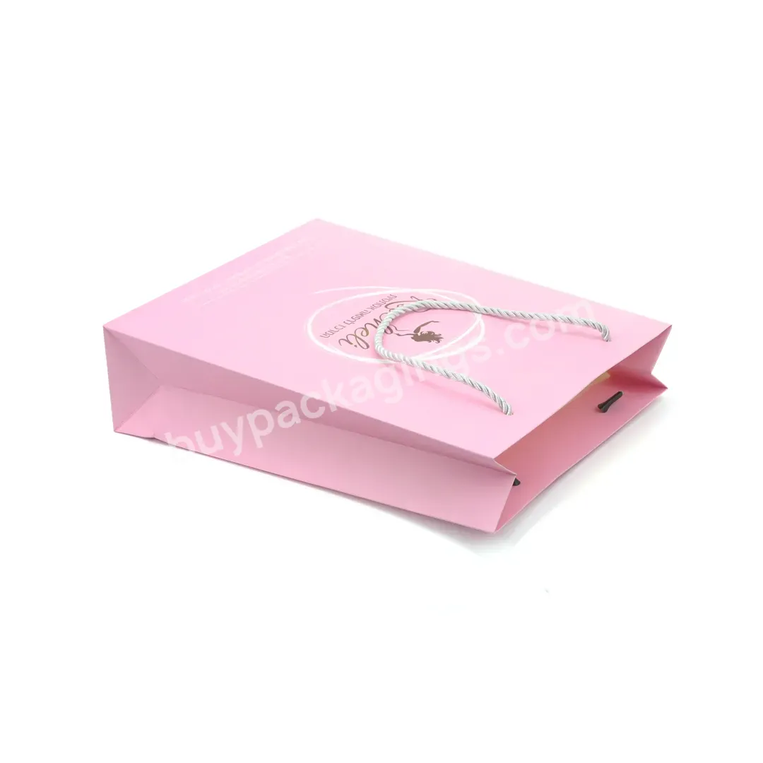 Wholesale Custom Logo Cardboard Packaging Pink Luxury Gift Shopping Jewelry Paper Bag With Handles