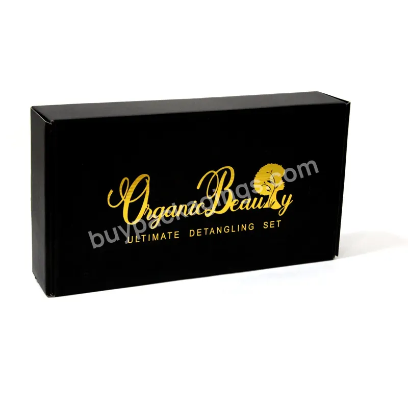 Wholesale Custom Logo Cardboard Paper Boxes Foil Stamping Packaging Black Corrugated Mailer Box