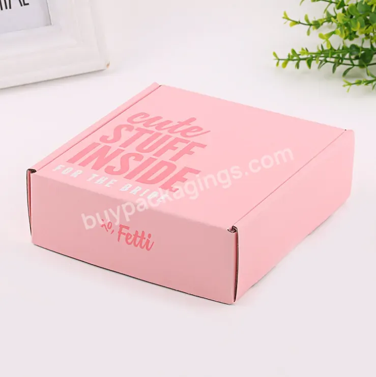 Wholesale Custom Logo Corrugated Paper Box Pink Shipping Packaging Boxes Clothing Mailer Box