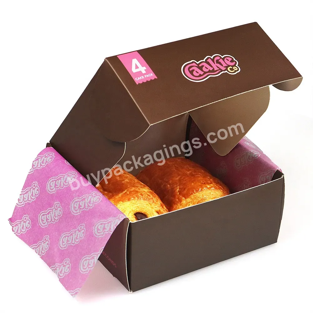 Wholesale Custom Logo Donut Dessert Puff Packaging Box Bakery Sushi Cake Paper Packaging Fast Food Delivery Box