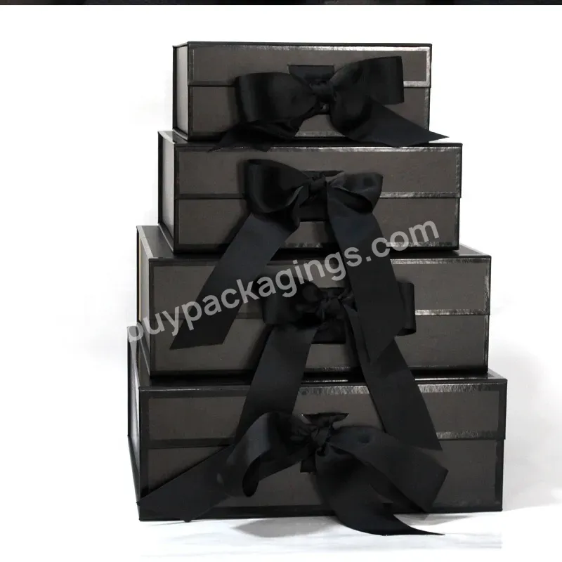 Wholesale Custom Logo Folding Christmas Clothing Gift Boxes Black Magnetic Box