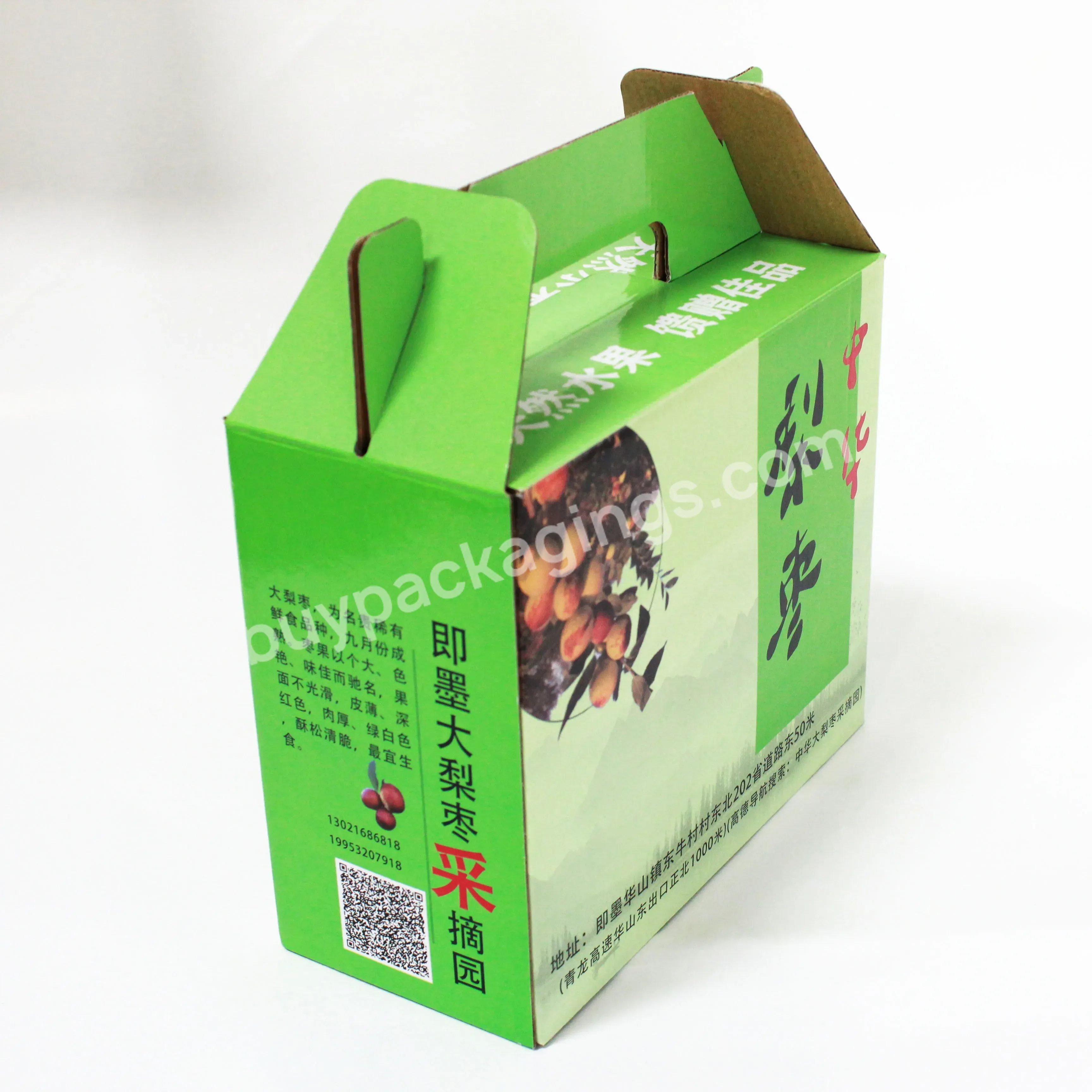 Wholesale Custom Logo Food Corrugated Packaging Paper Fruit Carton Box With Handle