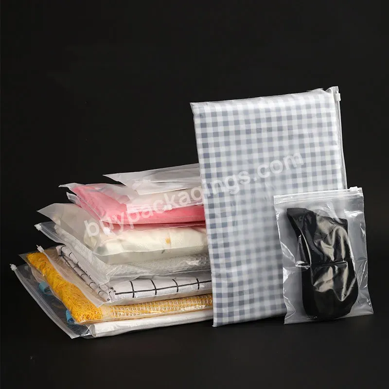 Wholesale Custom Logo Frosted Clear Plastic Bag Clothes Zip Lock Self Sealing Bag Clothing Packaging Frosted Zipper Bags Printed