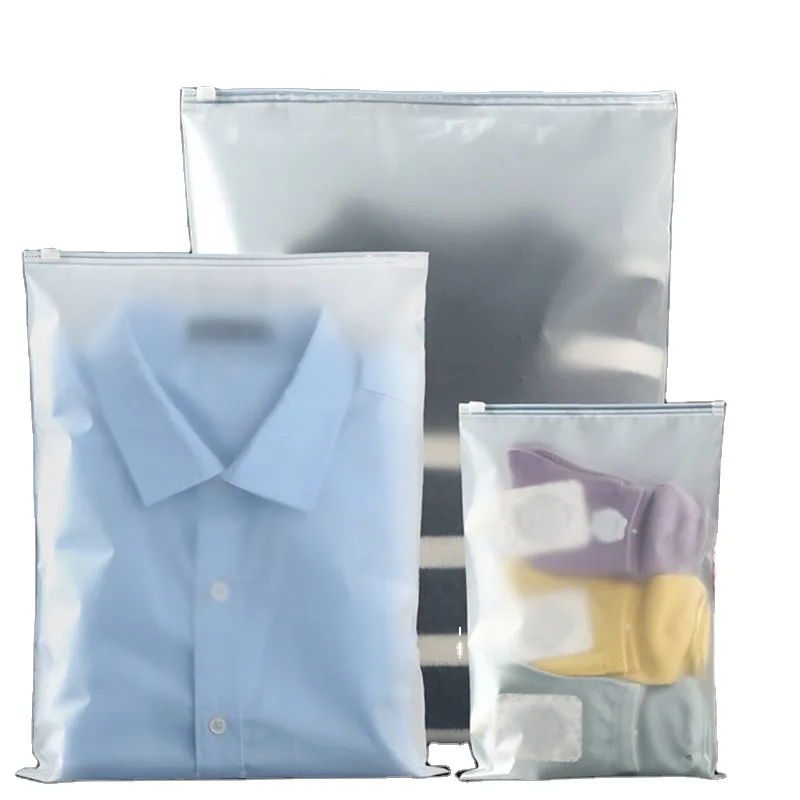 wholesale custom logo frosted plastic bag clothes zip lock self sealing bag clothing packaging frosted zipper bags printed logo