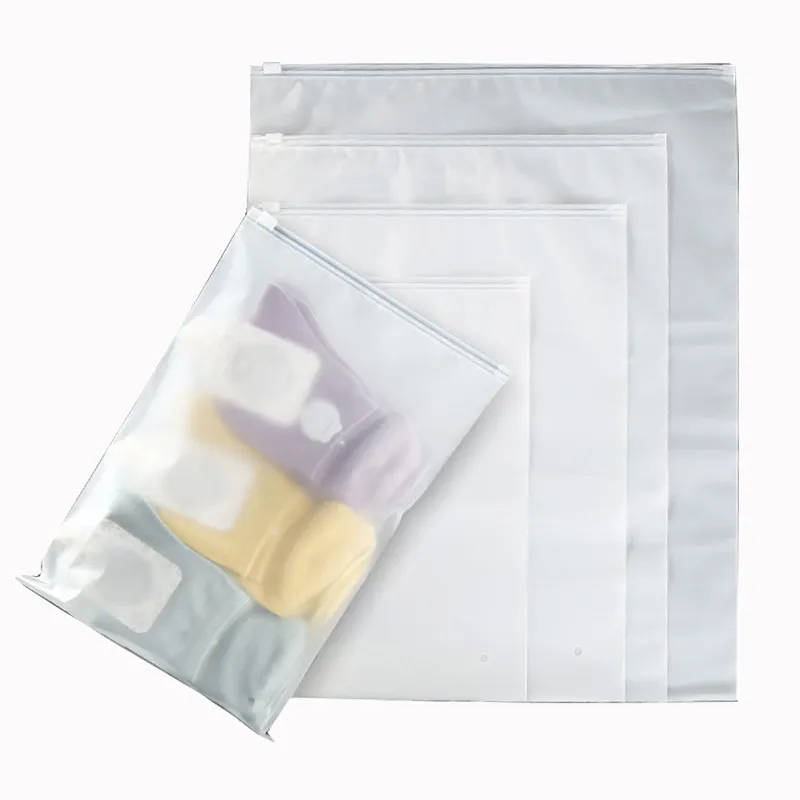 wholesale custom logo frosted plastic bag clothes zip lock self sealing bag clothing packaging frosted zipper bags printed logo