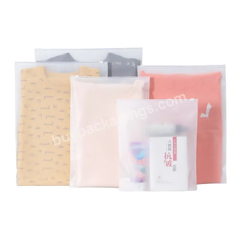Wholesale Custom Logo Frosted Plastic Bag Clothes Zip Lock Self Sealing Bag Frosted Zipper Clothing Packaging Bags