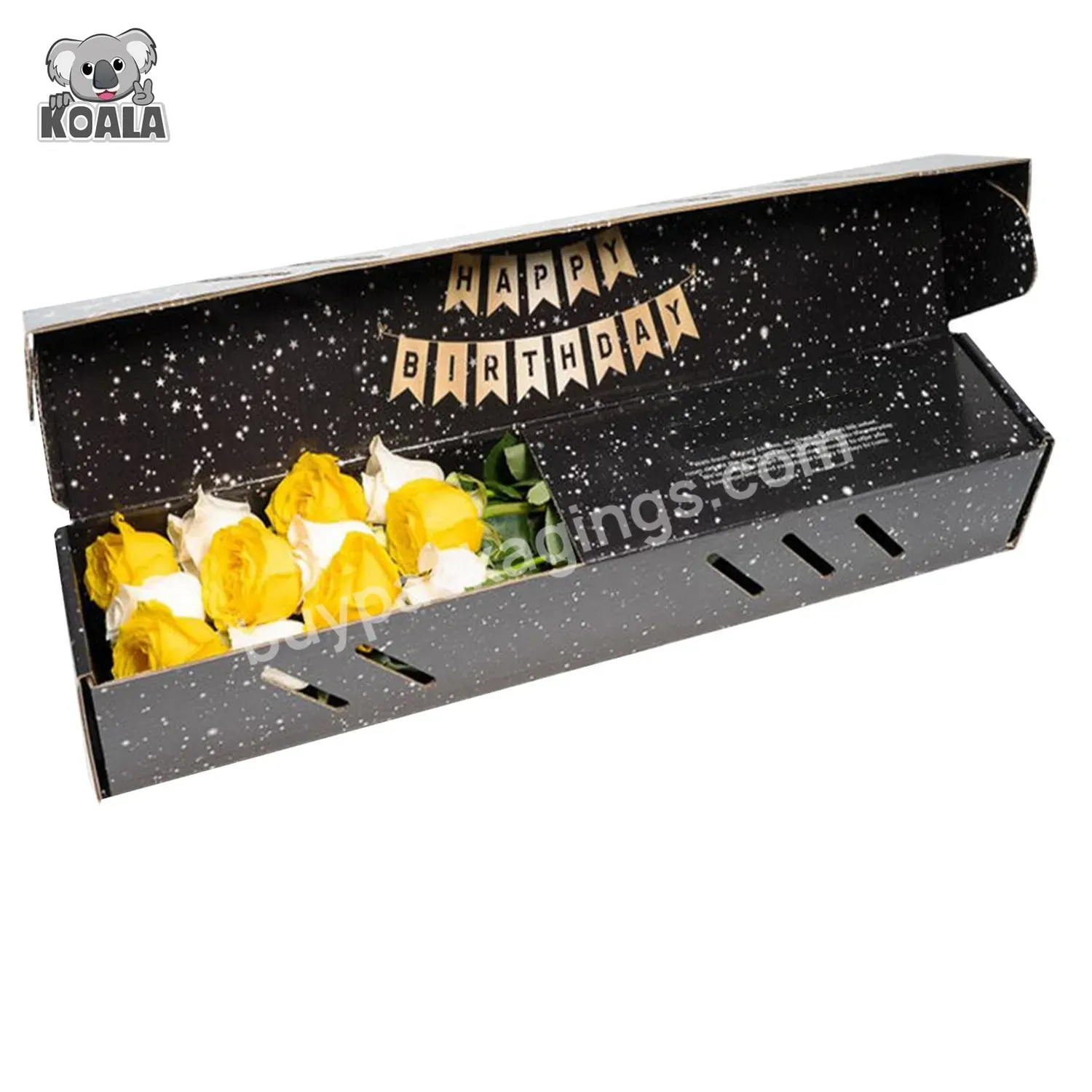 Wholesale Custom Logo Luxury High Price Birthday I Love You Black Paper Corrugated Shipping Roses Flower Gift Box