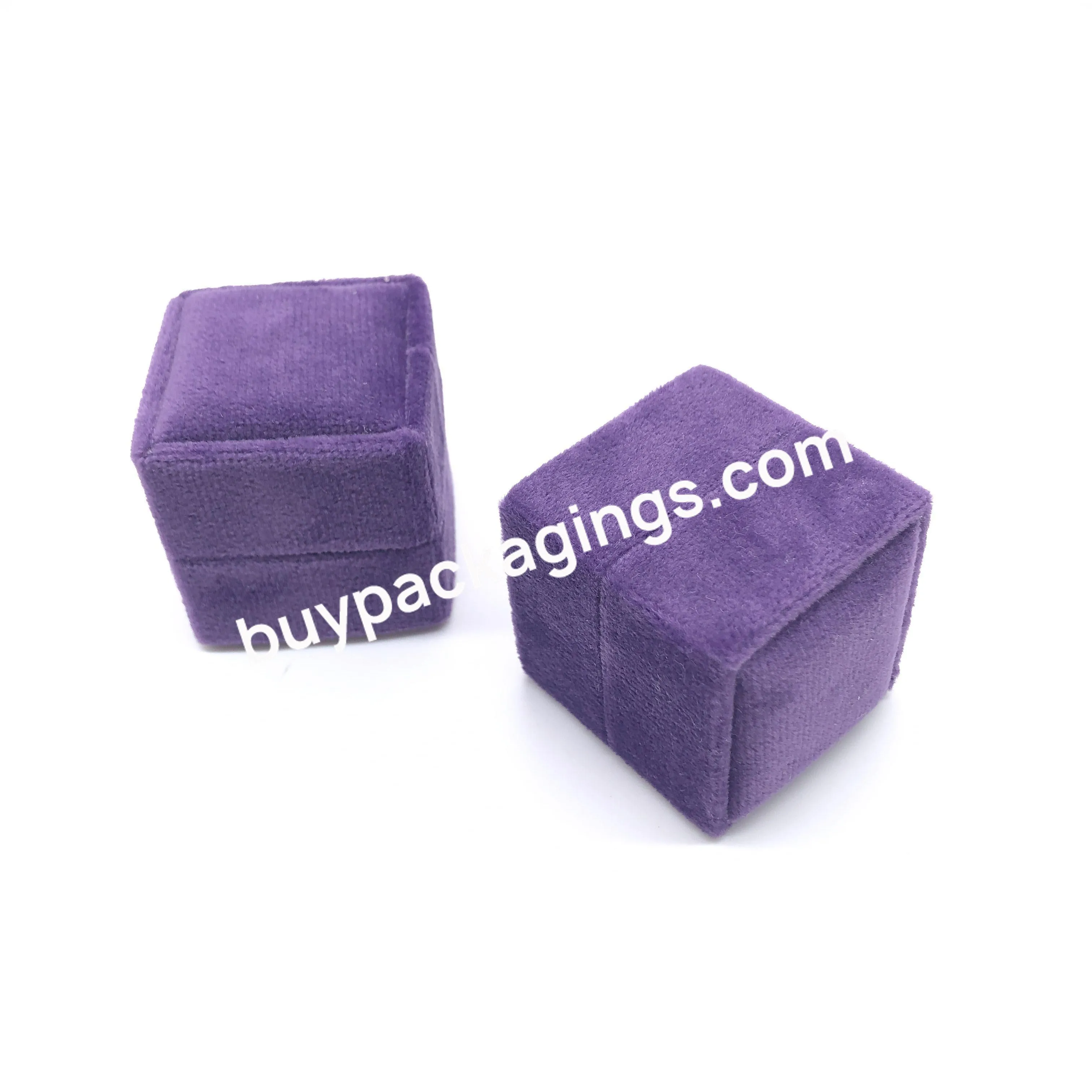 Wholesale custom logo luxury ring box wedding ring box velvet square small ring box