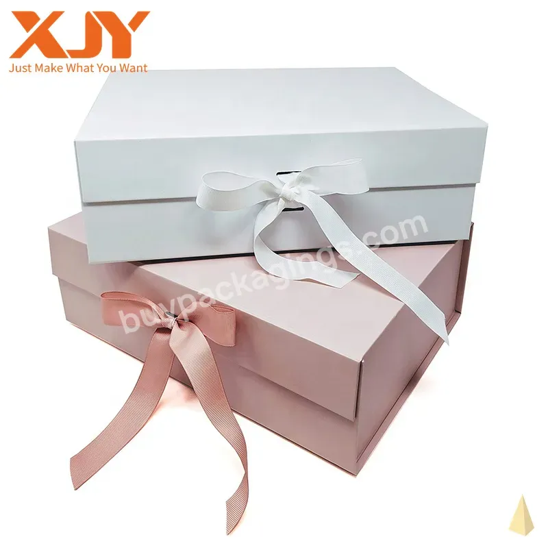 Wholesale Custom Logo Matte Black Kraft Large Magnetic Closure Style Gift Paper Box For Clothing Packaging With Ribbon Bow