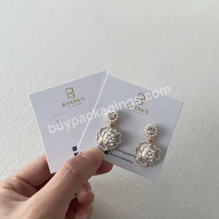 Wholesale Custom Logo Necklace Hanging Paper Tags White Jewelry Package Earing Holder Cards With Logo