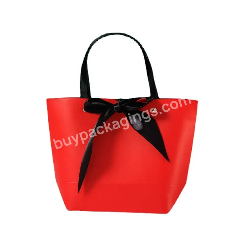 Wholesale Custom Logo Paper Gift Bag Black Satin Custom Paper Gift Bag With Bow Ribbon