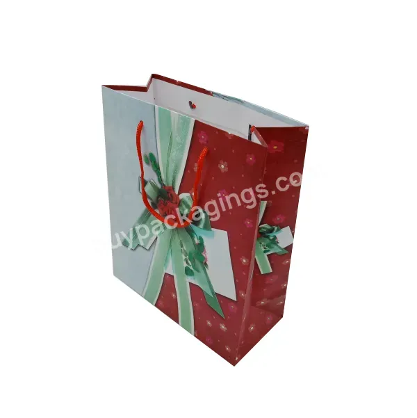 Wholesale Custom Logo Paper Packaging Bags Colourful Gift Christmas Paper Bag With Nylon Handle