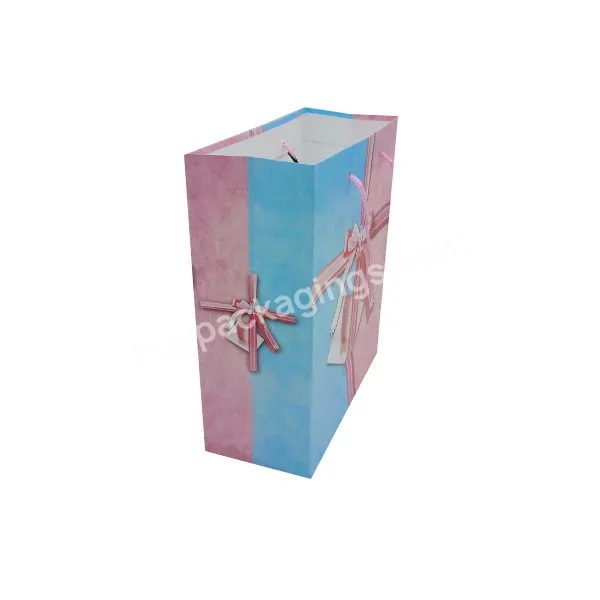 Wholesale Custom Logo Paper Packaging Bags Colourful Gift Christmas Paper Bag With Nylon Handle