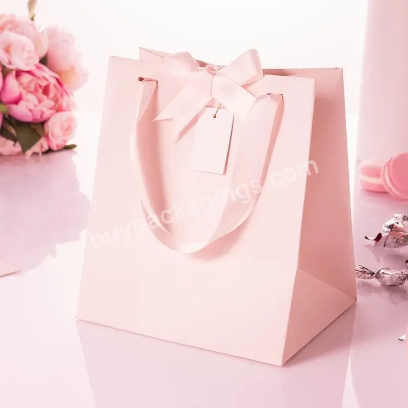 Wholesale Custom Logo Paper Pink Premium Paper Gift Bags