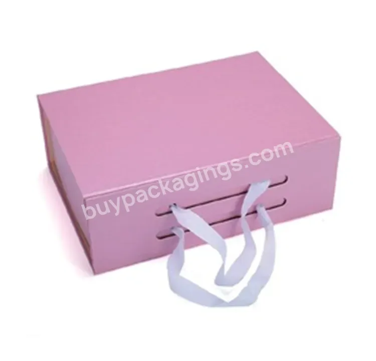 Wholesale Custom Logo Paperboard Clothing Packaging Boxes Pink Magnetic Gift Box For Clothes With Handle