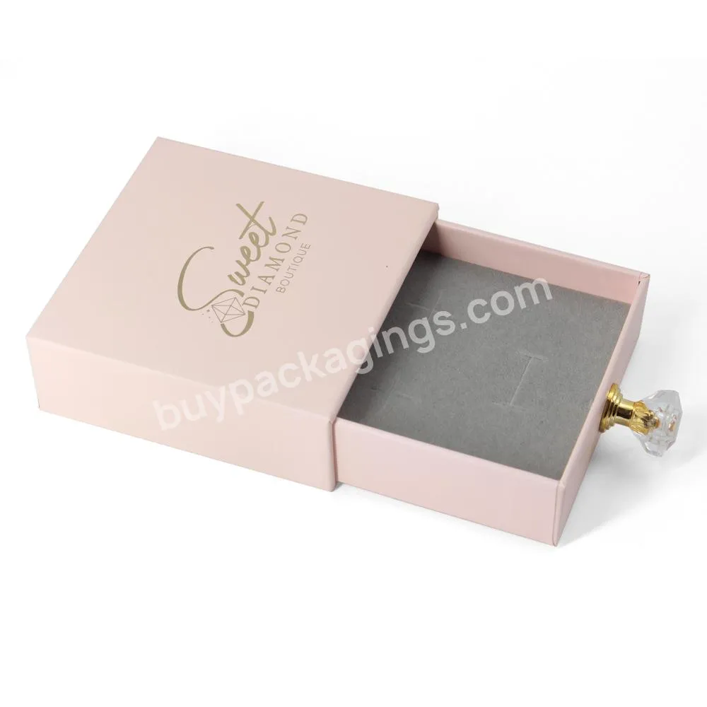 Wholesale Custom Logo Pink Small Rigid Draw Jewelry Pouch And Box