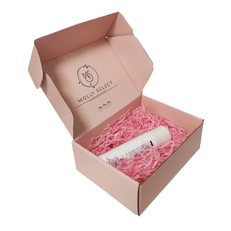 Wholesale Custom Logo Printed Durable Pink Corrugated Cardboard Shipping Mailer Box
