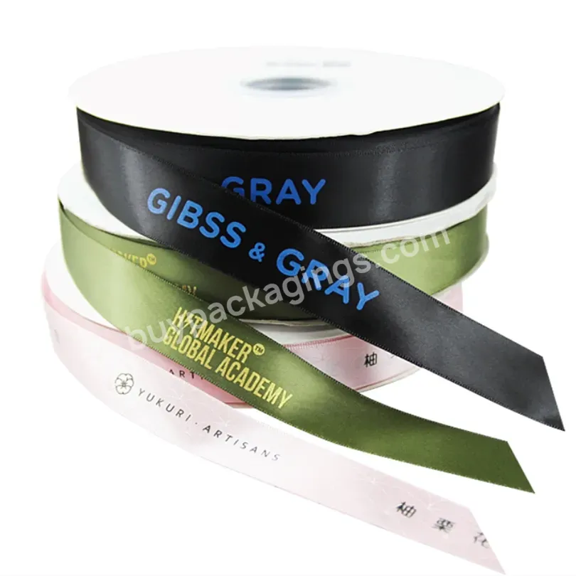 Wholesale Custom Logo Printed Golden Jewelry Box Organza Gift Satin Silk Ribbon