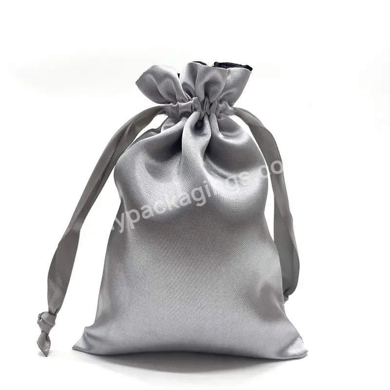 Wholesale Custom Logo Printed Mini Satin Drawstring Gift Jewelry Pouch Jewelry Dust Packaging Bag