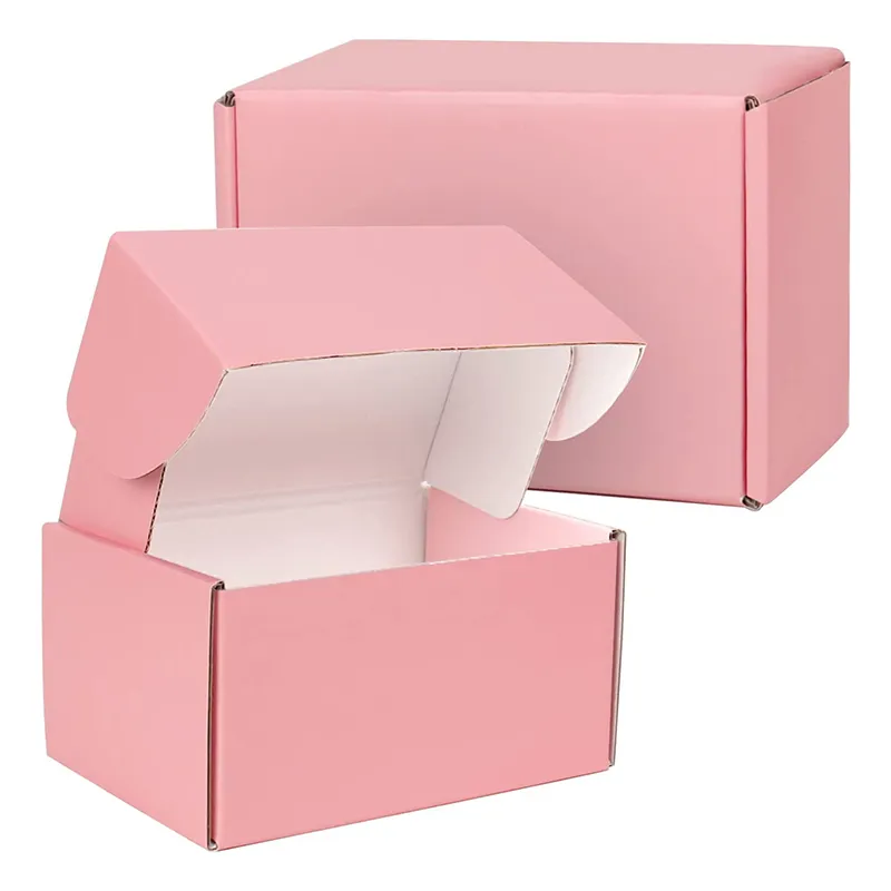 Wholesale custom logo printed shipping boxes latest design corrugated carton packaging gift pink mailer boxes