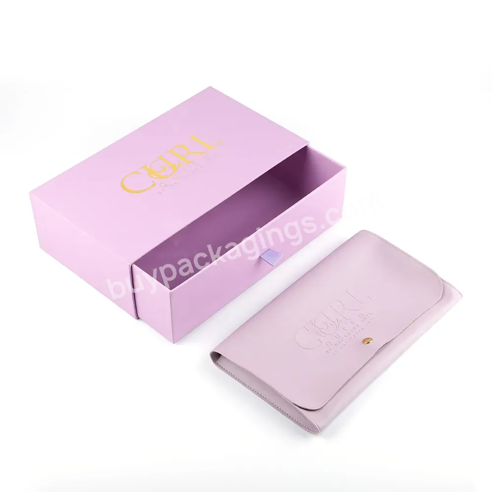 Wholesale Custom Logo Printing Purple Drawer Gift Packing Gift Sliding Paper Boxes