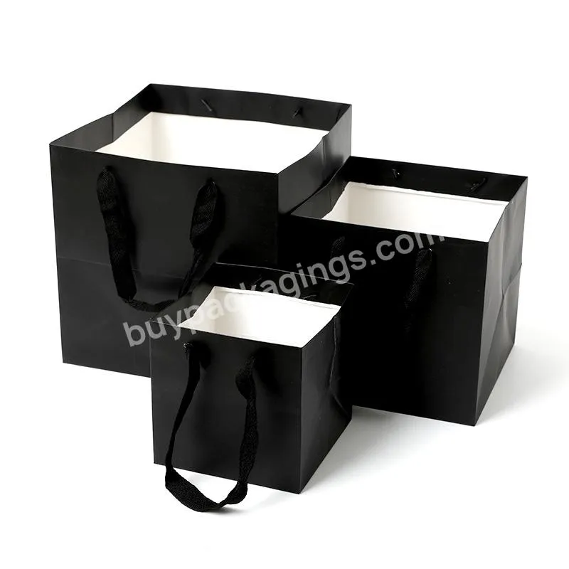 Wholesale Custom Logo Printing Recycled White Kraft Paper Bags For Clothing With Ribbon Handles