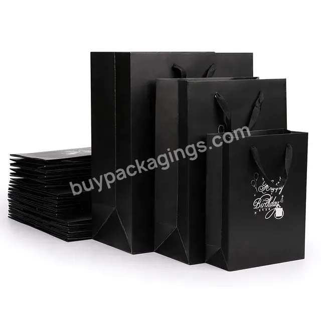 Wholesale Custom Logo Reusable Gift Promotional Matt Small Black Paper Bags