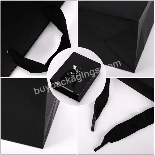 Wholesale Custom Logo Reusable Gift Promotional Matt Small Black Paper Bags