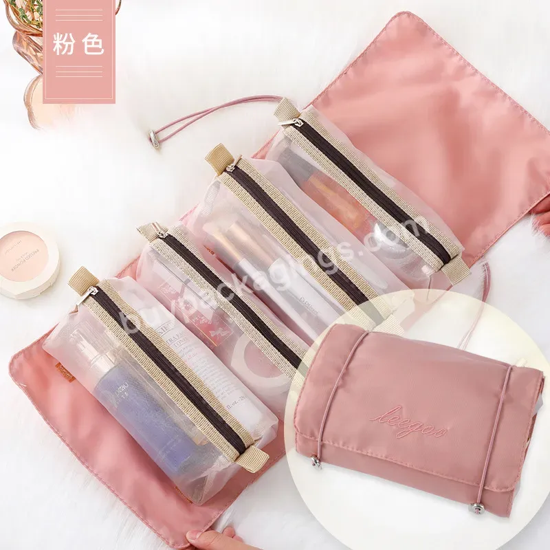 Wholesale Custom Logo Skin Care Beauty Case Travel Kits 4 Pcs Mesh Set Makeup Storage Carrying Case Pouch Cosmetic Bag