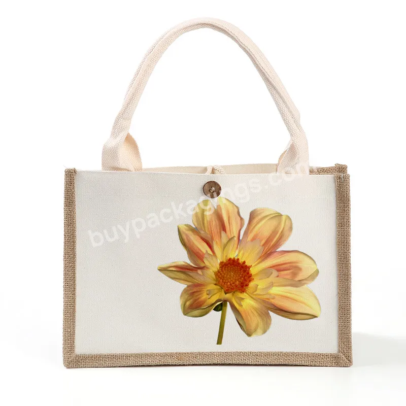 Wholesale Custom Logo Waterproof Natural White Eco Friendly Burlap Grocery New Tote Jute Bag Shopping For Promotional