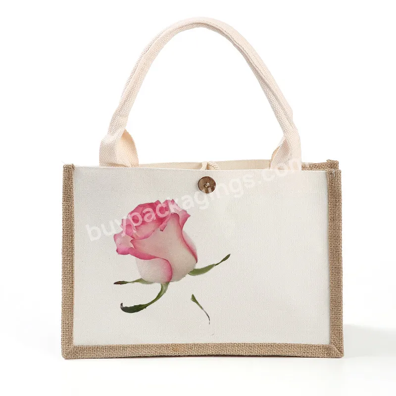 Wholesale Custom Logo Waterproof Natural White Eco Friendly Burlap Grocery New Tote Jute Bag Shopping For Promotional