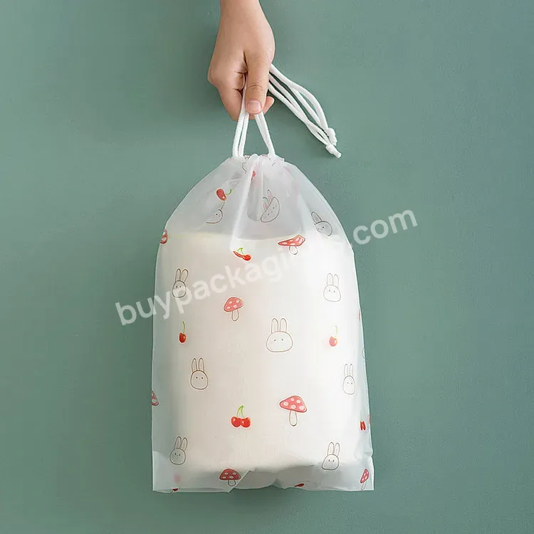 Wholesale Custom Logo With Printed Logo Plastic Frosted Poly Drawstring Packaging For Bag Wig Gift