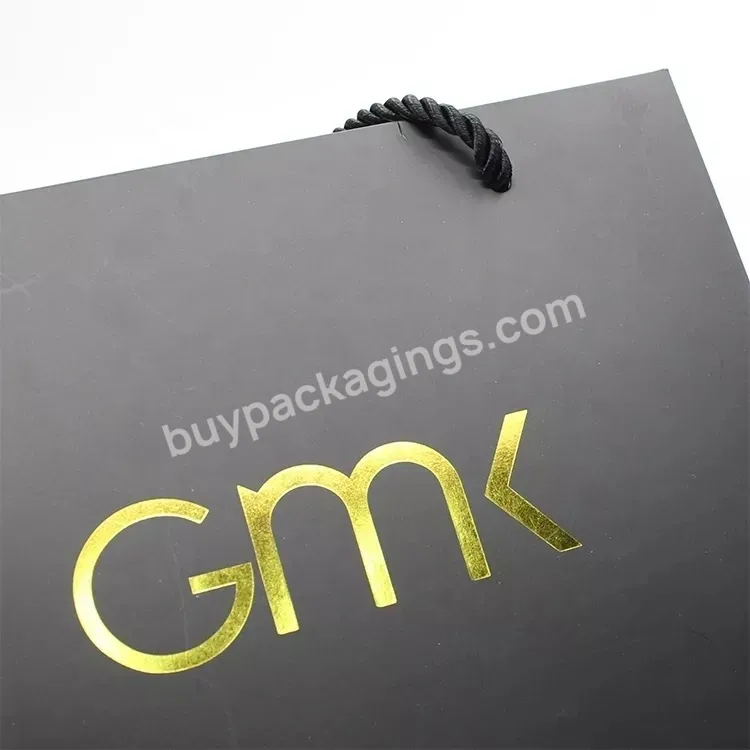 Wholesale Custom Luxury Cheap Handle Black Shopping Paper Bag With Logo For Packing Store