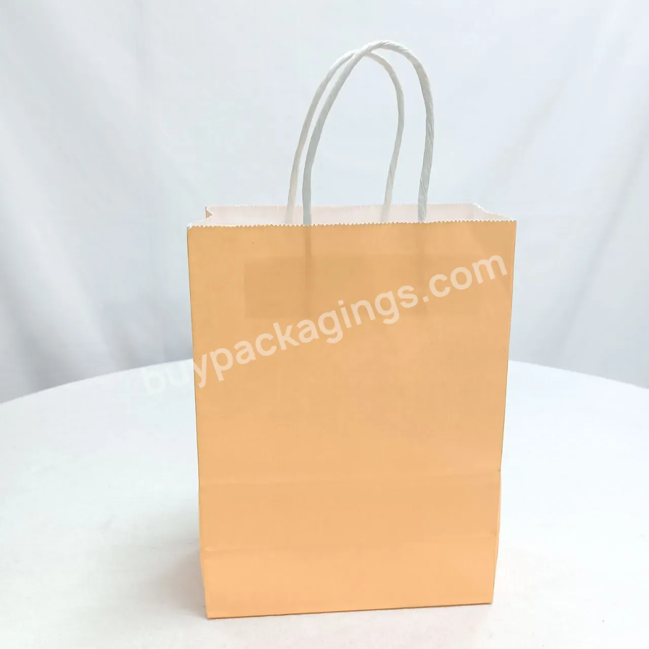 Wholesale Custom-made Eco-friendly High Quality Kraft Handle Paper Bag For Take-away Food