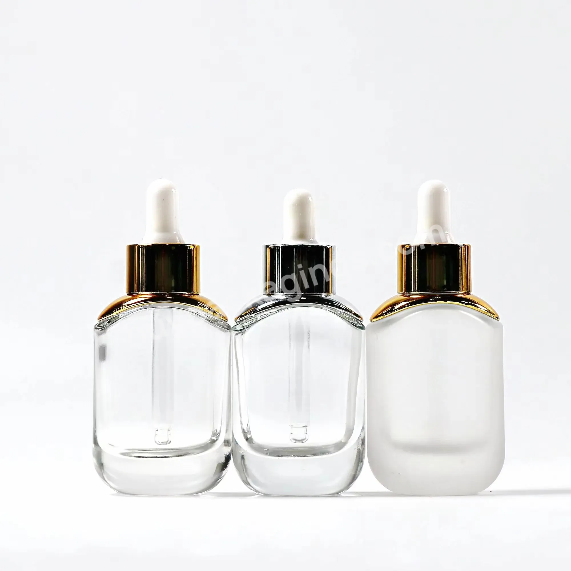 Wholesale Custom Make Up Packaging Essential Oil Perfume 30ml Glass Dropper Bottle With Gold Silver Dropper Lids