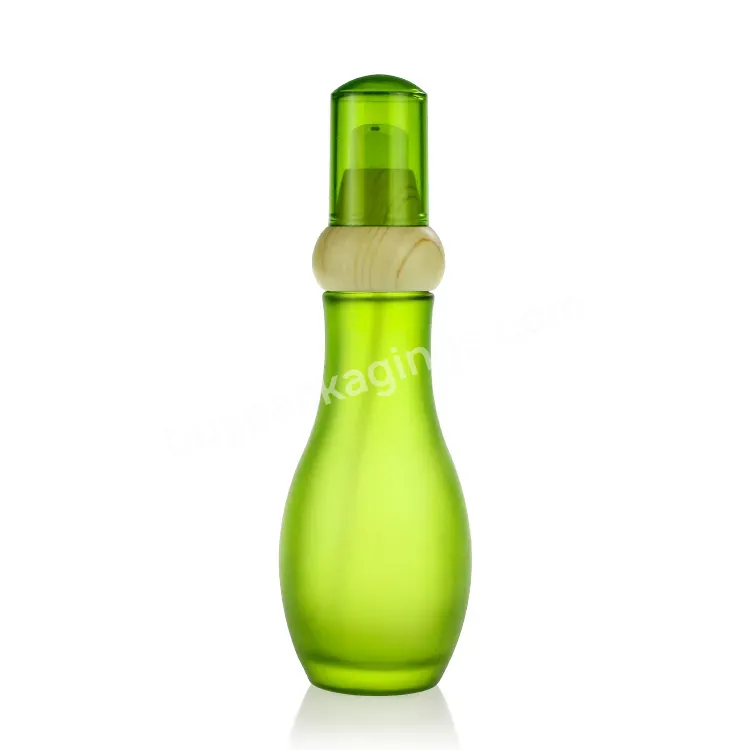 Wholesale Custom New Design Green Belt Wood Lid Face Cream Glass Jars Cosmetics Lotion Set Essential Oil Bottle - Buy Luxury Cosmetic Packaging Sets,Green Essential Oil Bottle,Skin Care Serum Glass Bottle.