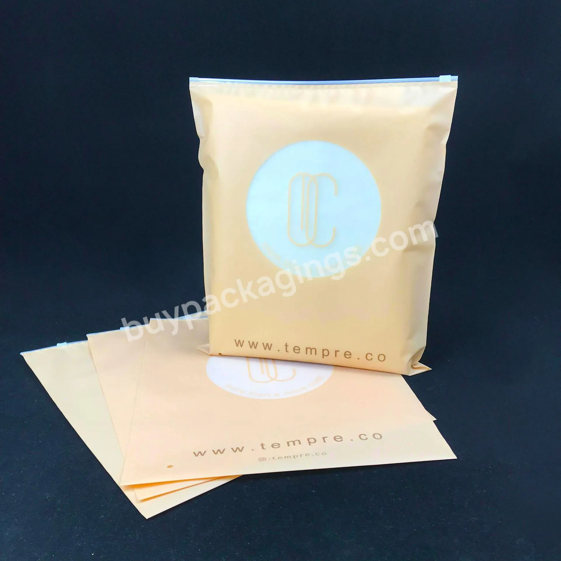 Wholesale Custom Packaging Printed Logo Self Sealing Shirt Clothes Plastic Zipper Frosted Clothing Bags