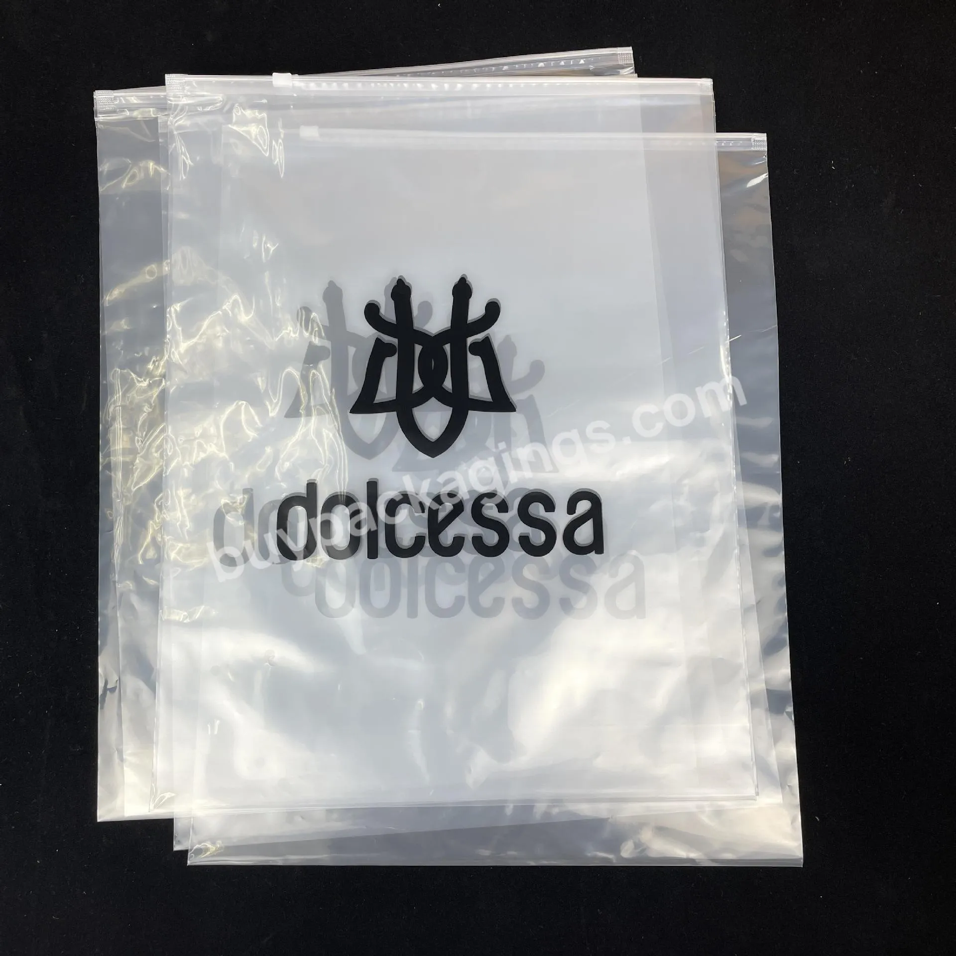 Wholesale Custom Packaging Printed Logo Self Sealing Shirt Clothes Plastic Zipper Frosted Clothing Bags