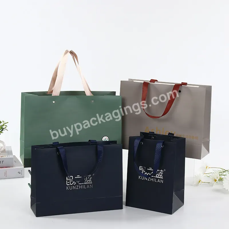 Wholesale Custom Paper Logo Printed Packaging Craft Black Paper Gift Bag With Handle