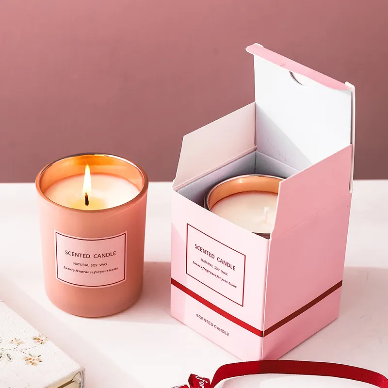 Wholesale Custom Pink Box Empty Candle Jars Package Gift Paper Packaging Luxury Candle Box