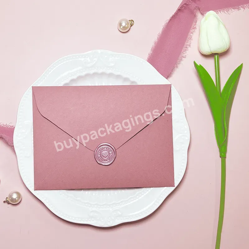 Wholesale Custom Pink Gift Paper Envelope For Letter Packaging With Your Own Logo Printing