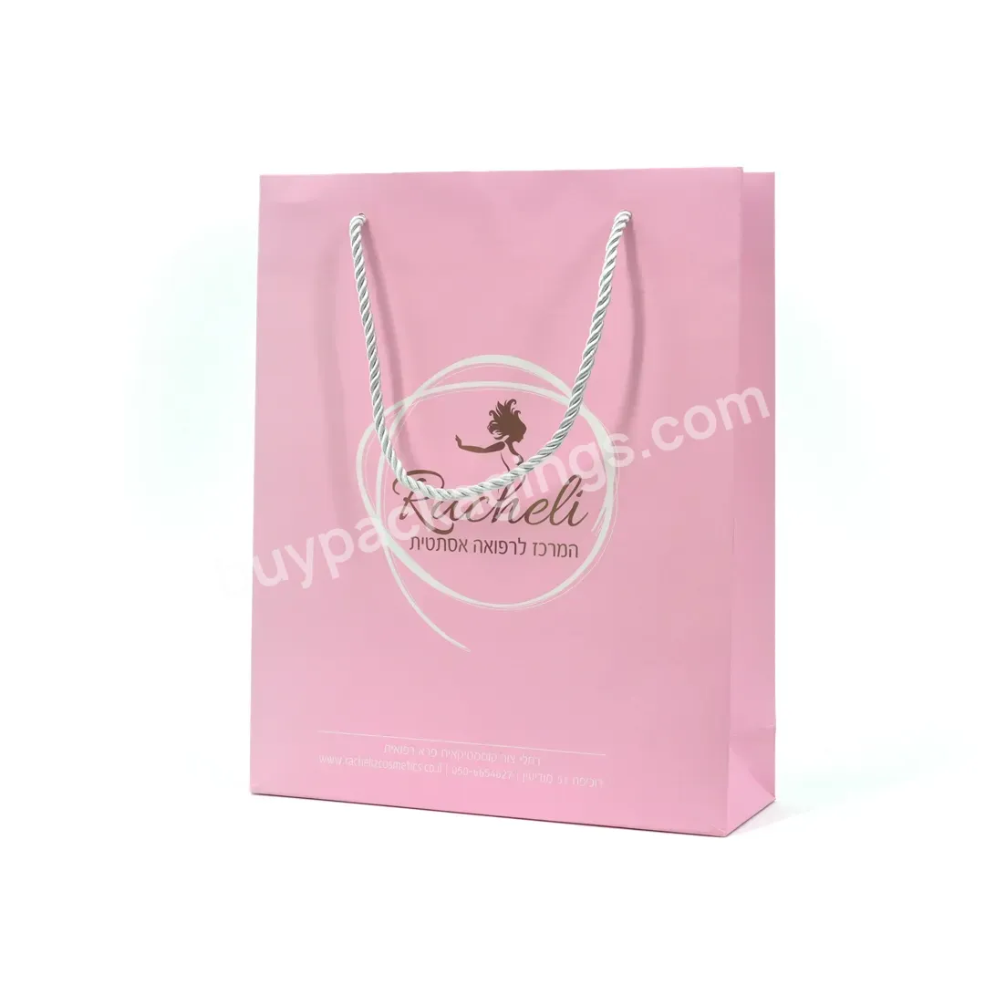 Wholesale Custom Pink Shopper Packaging Retailer Paper Shopping Bags With Handles With Your Own Logo