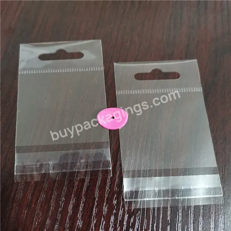 Wholesale Custom Plastic Transparent Opp Self Adhesive Header Bag With Hang Hole For Small Gift