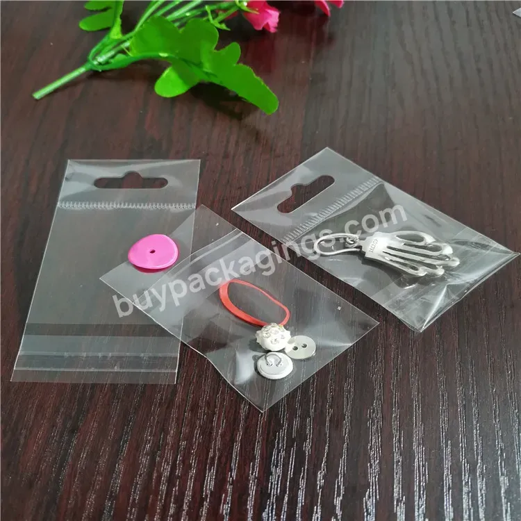 Wholesale Custom Plastic Transparent Opp Self Adhesive Header Bag With Hang Hole For Small Gift